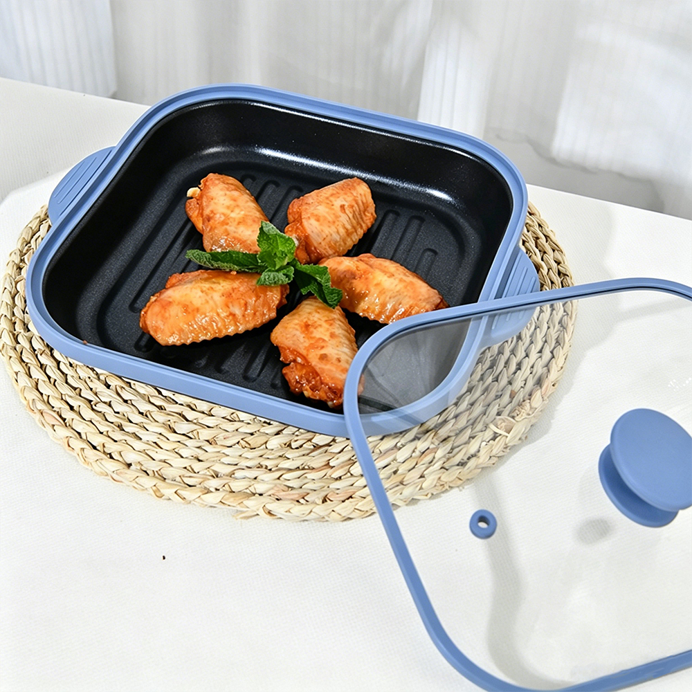 Квадратная кастрюля со стеклянной крышкой для микроволновой печи